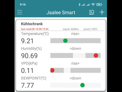 Daten per App Jaalee-drahtlose-Temperatur-Feuchte
